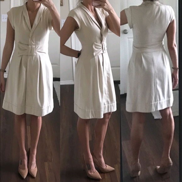 Nanette Lepore Dresses & Skirts - Nanette Lepore white ivory button dress with bow